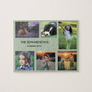Family collage 6 photos and family name jigsaw puzzle