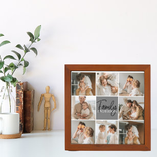 Family Collage Photo & Personalized Grey Gift Desk Organizer