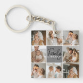 Family Collage Photo & Personalized Grey Gift Keychain (Front)