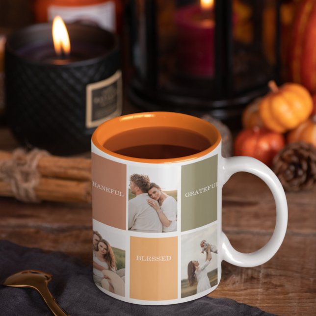 Family Collage Photo | Thankful Blessed Grateful Mug (Creator Uploaded)