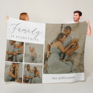 Family Collage Rustic Modern Personalized Blanket