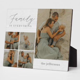 Family Collage Rustic Modern Photo Desktop Plaque