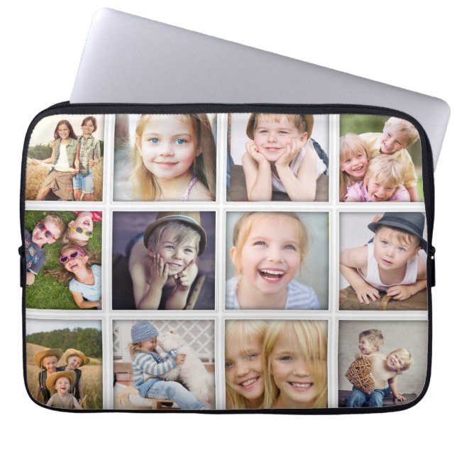 Family Collage Twelve Photo Frame Laptop Sleeve (Front)