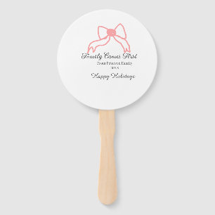 Family comes first red bow family name holidays hand fan