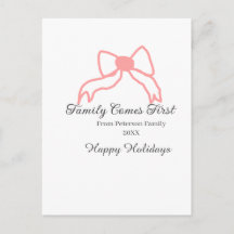 Family comes first red bow family name holidays