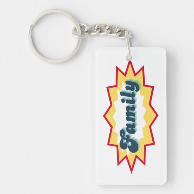 Family, comic book pop design keychain (Front)