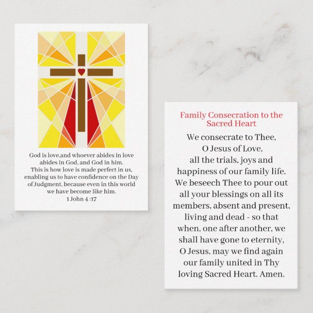 Family consecration prayer card (Front/Back)