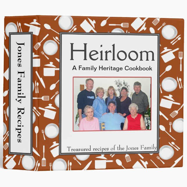 Family Cookbook - Customize 2-inch DK BURNT ORANGE Binder (Front/Spine)