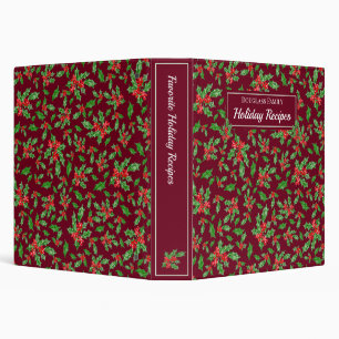 Family Cookbook Holiday Recipe Holly Custom Binder
