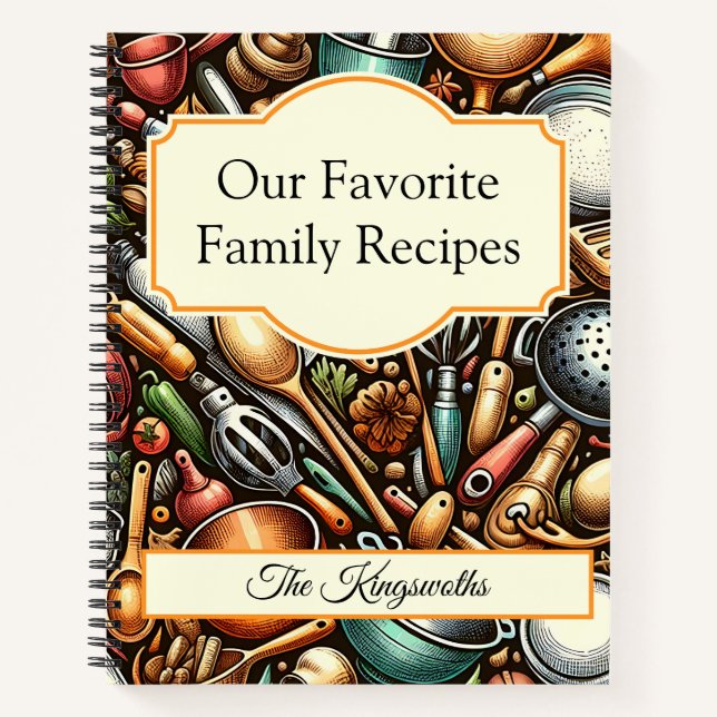 Family Cookbook vintage rusty pattern personalized Notebook (Front)