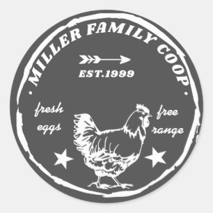 family coop hen fresh eggs classic round sticker