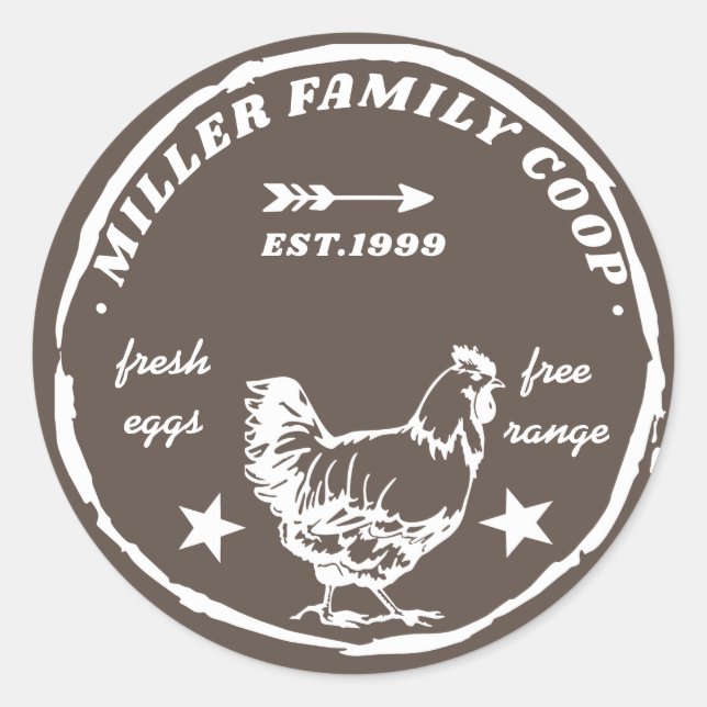family coop hen fresh eggs classic round sticker (Front)