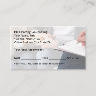 Family Counseling And Psychotherapy  Appointment Card