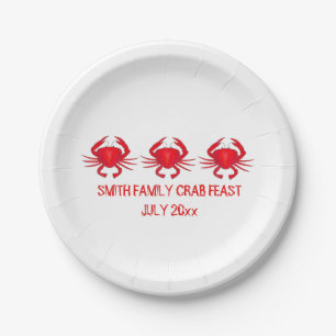 Family Crab Feast Red Crabs Personalized Plate
