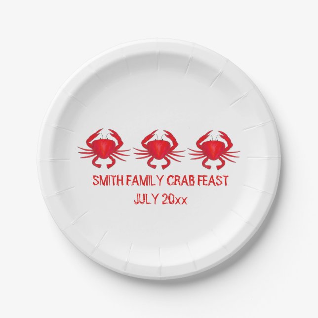 Family Crab Feast Red Crabs Personalized Plate (Front)
