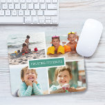 Family Creating Memories Photo Collage Teal Mouse Pad<br><div class="desc">Modern mouse pad with 4 photos on a grid with "creating memories" in the centre overlaying teal background.</div>