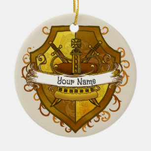 Family Crest Crown Surname Ceramic Ornament
