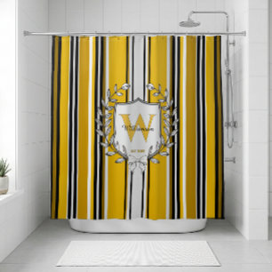 Family Crest Yellow Black White Stripe Monogram