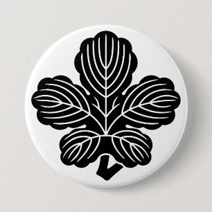 [Family Crests] Deformed Kaji leaf 3 Inch Round Button