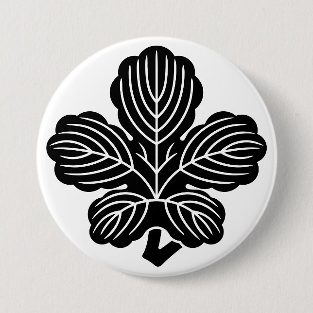 [Family Crests] Deformed Kaji leaf 3 Inch Round Button (Front)