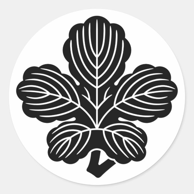 [Family Crests] Deformed Kaji leaf Classic Round Sticker (Front)