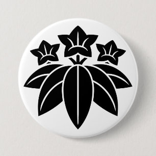 [Family Crests] Gentian Flowers and Bamboo 3 Inch Round Button