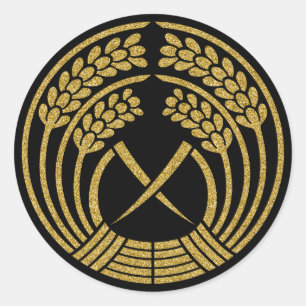 [Family Crests] Hugging rice ear Classic Round Sticker
