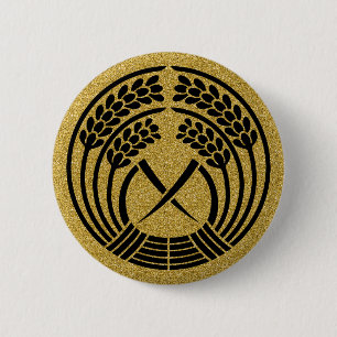 [Family Crests] Hugging rice ear Round Button