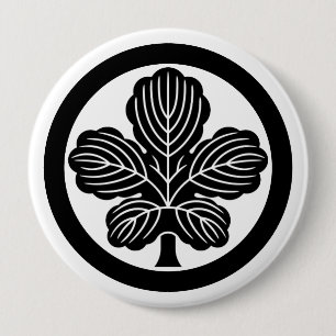 [Family Crests] Kaji leaf with circle 4 Inch Round Button