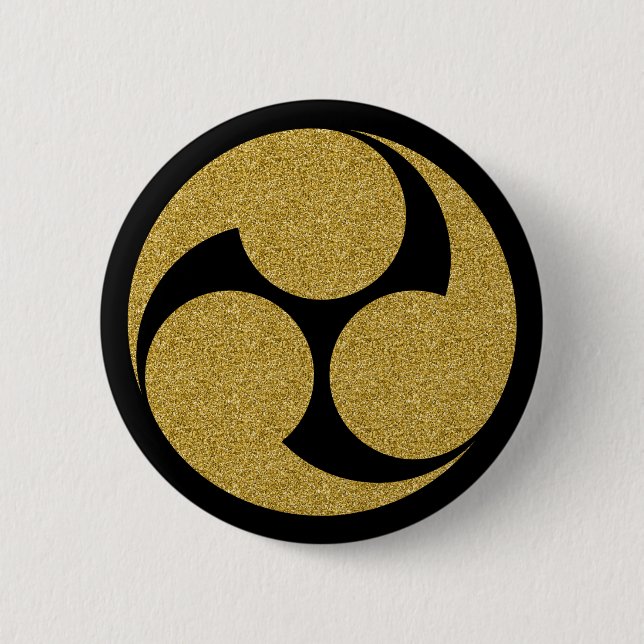 [Family Crests] Left-hand Mitsudomoe Round 2 Inch Round Button (Front)