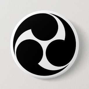 [Family Crests] Left-rotating Mitsu-domoe 3 Inch Round Button