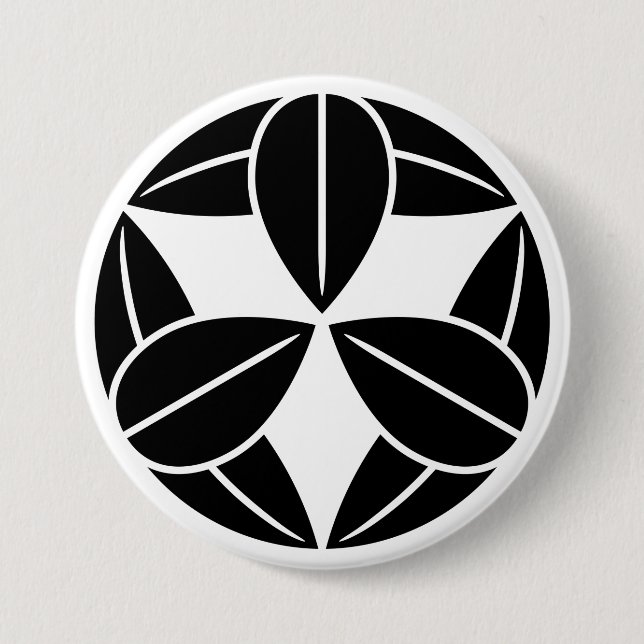 [Family Crests] Nine bamboo leaves 3 Inch Round Button (Front)