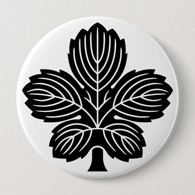 [Family Crests] Oni Kaji leaf 4 Inch Round Button (Front)