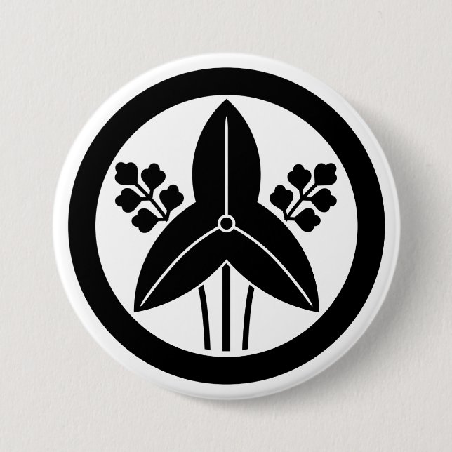 [Family Crests] Threeleaf arrowhead with round 3 Inch Round Button (Front)