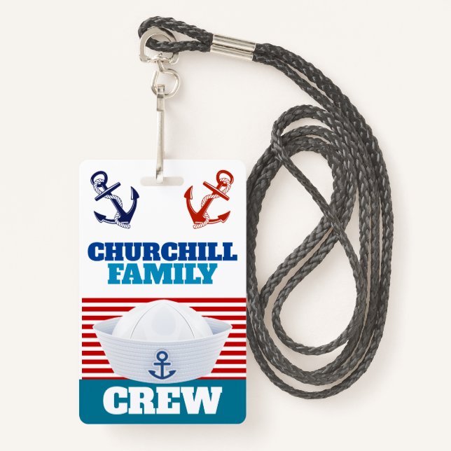 Family Crew  ID Lanyard Badge (Front with Lanyard)