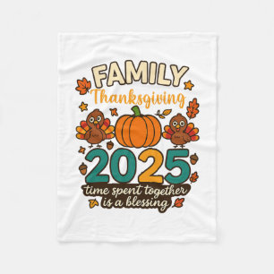Family Crew Thanksgiving 2025 Turkey Matching Men  Fleece Blanket