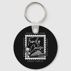 Family Cruise 2025 Trip Retro Stamp Family Keychain