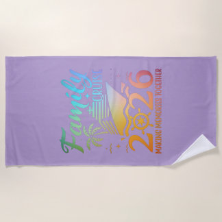 Family Cruise 2026 Colourful Tropical Purple Custo Beach Towel