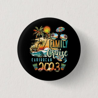 Family Cruise Caribbean 2023 Summer Vacation Beach 1 Inch Round Button