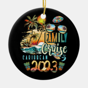 Family Cruise Caribbean 2023 Summer Vacation Beach Ceramic Ornament