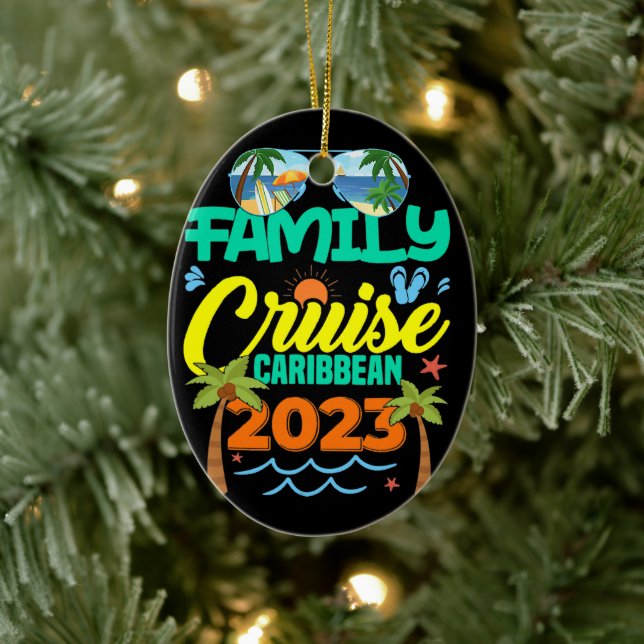 Family Cruise Caribbean 2023 Summer Vacation Ceramic Ornament (Tree)