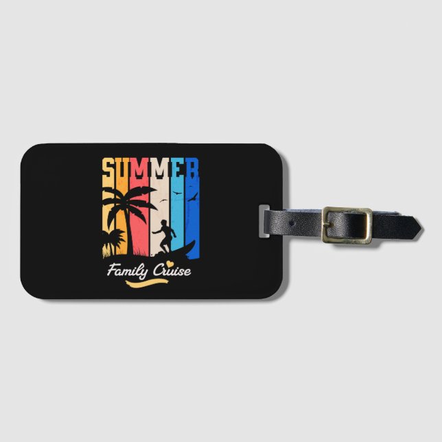Family Cruise Summer Black Luggage Tag (Front Horizontal)