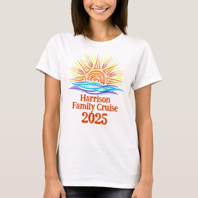 Family Cruise Sun and Waves T-Shirt (Front)