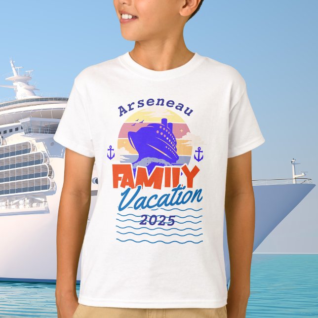 Family Cruise  Sunset Blue/Orange PERSONALIZE T-Shirt (Creator Uploaded)