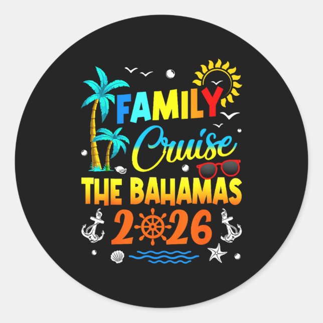 Family Cruise The Bahamas 2026 Summer Matching Vac Classic Round Sticker (Front)