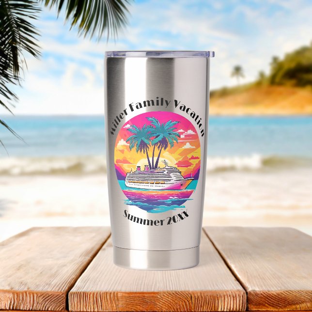Family Cruise Vacation Commemorative Insulated Tumbler (Beach)