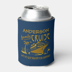 Family Cruise Vacation Funny Ship Custom Name V2 Can Cooler
