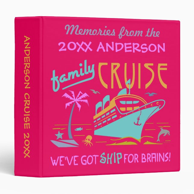 Family Cruise Vacation Funny Ship | Custom Name V3 Binder (Front/Spine)