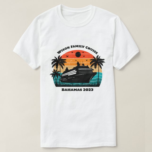 Family Cruise Vacation Personalized Name and Year T-Shirt (Design Front)