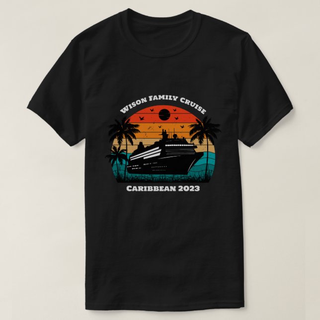 Family Cruise Vacation Personalized Name and Year  T-Shirt (Design Front)